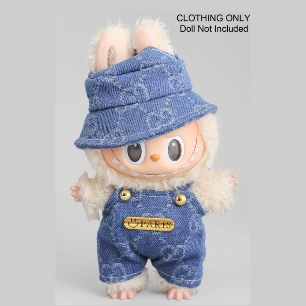Denim Hat and Overalls Labubu Outfit!!